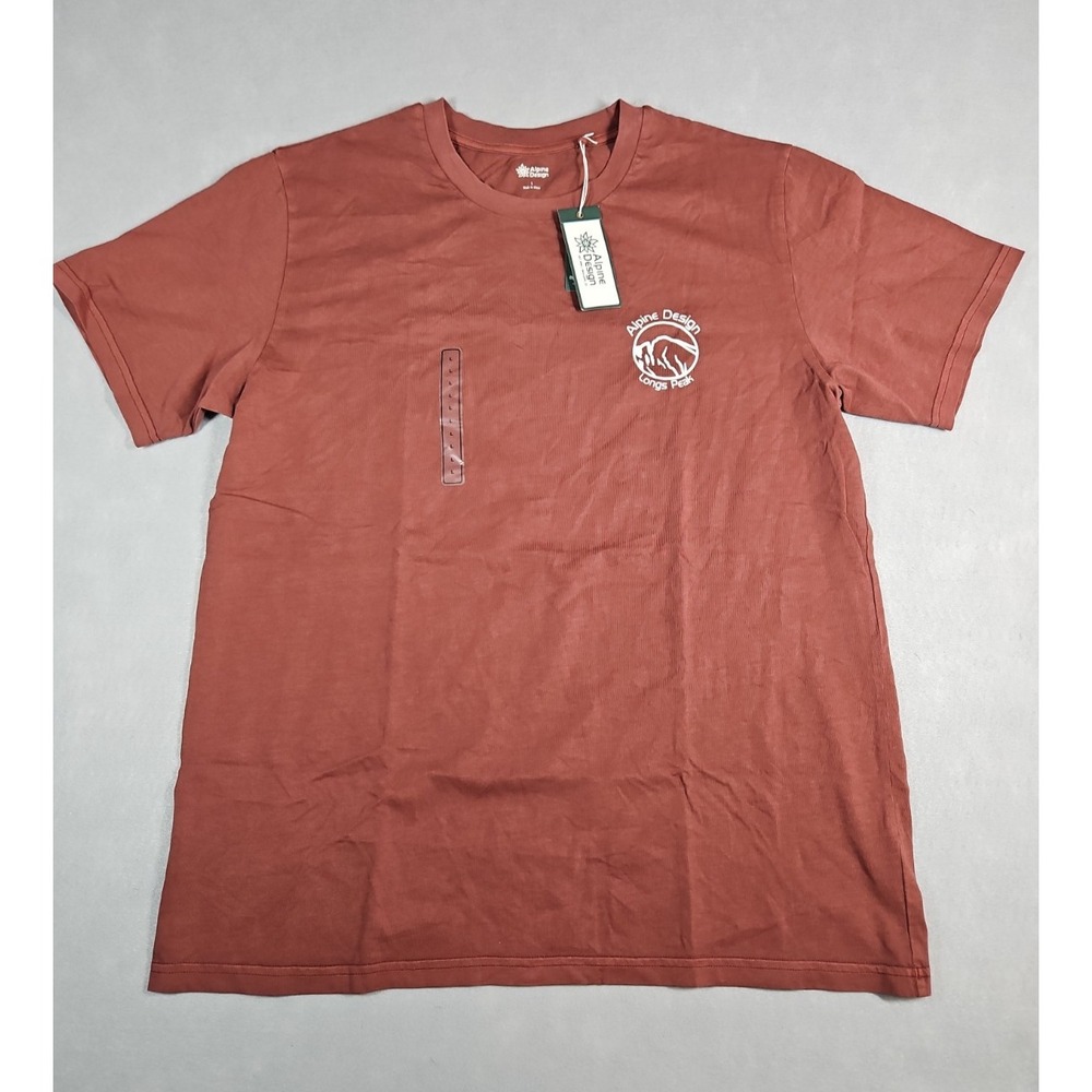 Alpine Design Mens Maroon Organic Cotton Logo T Shirt Size Large NWT